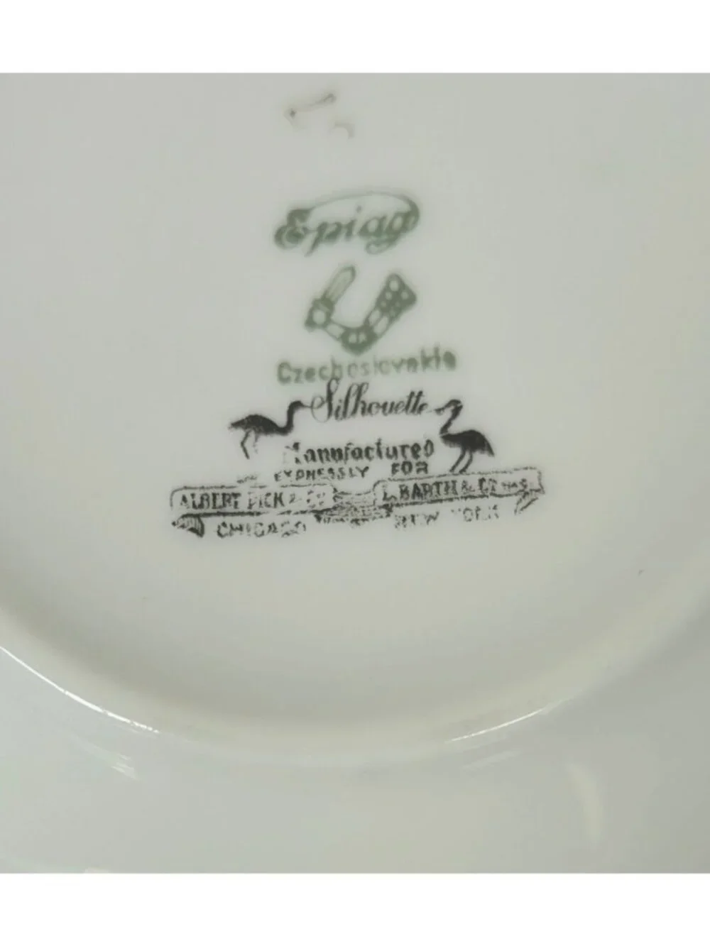 Epiag Czech Silhouette Purple Black Crane Double-Handled Porcelain Birds Bowl